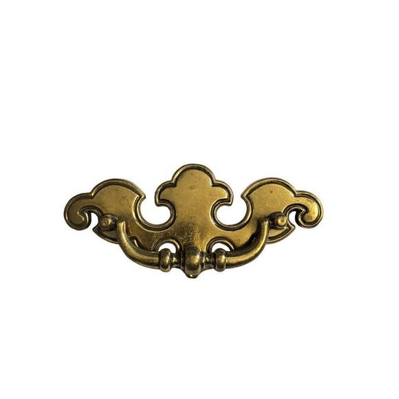 Vintage Solid Brass Chippendale Style Batwing Drawer Drop Pull - Picture 1 of 3